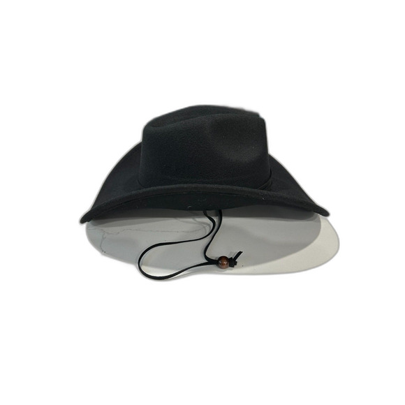 NWOT Western Style Black Felt Hat Adjustable Side Under Chin Strap - Picture 4 of 6